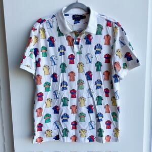 Polo Raplph Lauren Men's Classic Fit Polo Shirt Print Mesh Size Large
